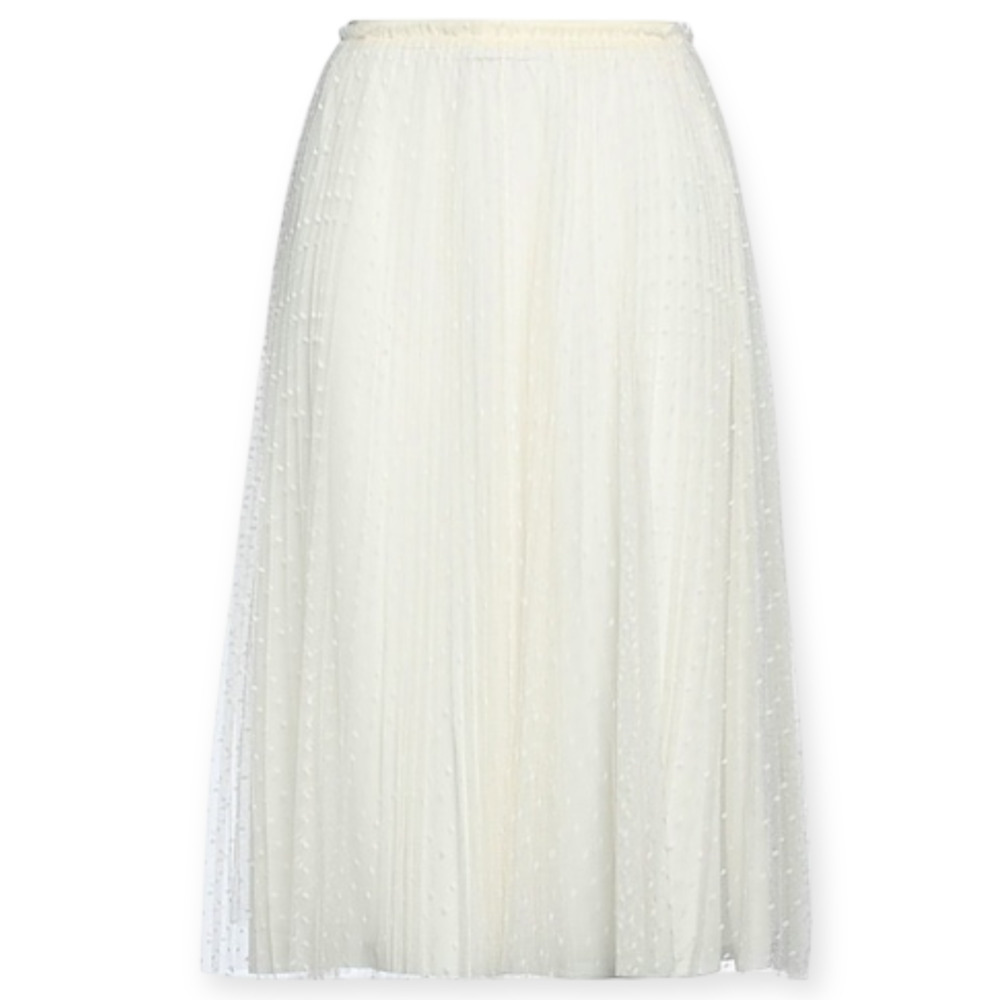 Red Valentino Skirt NWT White Tulle Pleated Point D'esprit Midi 38 US 2 fits Med - Picture 3 of 10